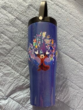 Disney Sorcerer Mickey Blue Corkcicle new Glitter Stainless Tumbler Large